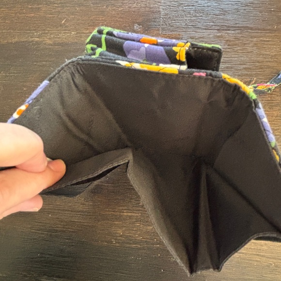 Vera Bradley Black Quilted Wristlet with Bright Floral Print - Picture 2 of 5